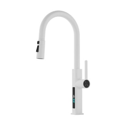 Dapur Gooseneck Tarik Keran wastafel Air Panas Dan Dingin Antisprash