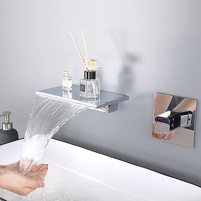 Metered Waterfall Sink Faucet Tap Wall Mounted For Lavatory