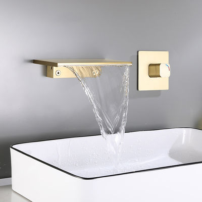 Metered Waterfall Sink Faucet Tap Wall Mounted For Lavatory