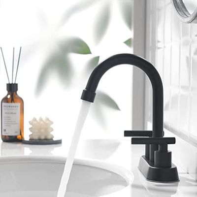 Black Bathroom Monobloc Kitchen Taps 4 Inch Centerset Faucet 2 Handle