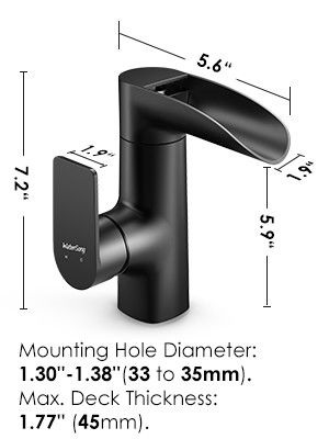 Modern Waterfall Swivel Spout Tap 360° Rotating Faucet For Bathroom Sink