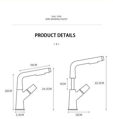 1.6KG Wiredrawing Copper Kitchen Faucet Tap For Bathroom Wash Basin Hot And Cold Water