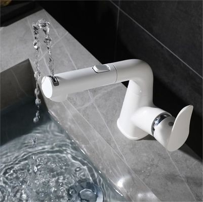 Faucon de salle de bain pivotant rotatif de 4 pouces tout en cuivre blanc électroplaté Finition