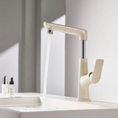 Electroplated Pull Down Bathroom Sink Faucets Milk White Cold And Hot Face Wash