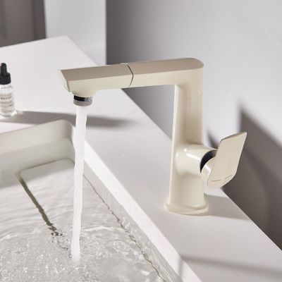 Electroplated Pull Down Bathroom Sink Faucets Milk White Cold And Hot Face Wash