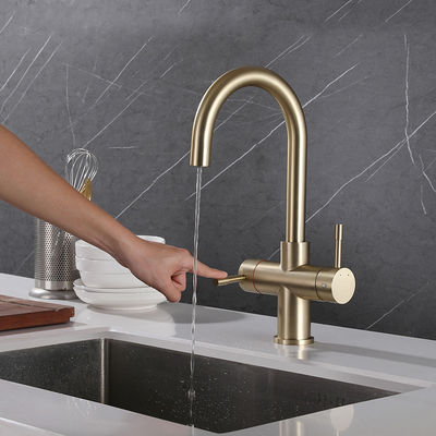 360 Rotatable Head Kitchen Faucet Tap Instant Hot Water Tap Gold 304 Cuprum