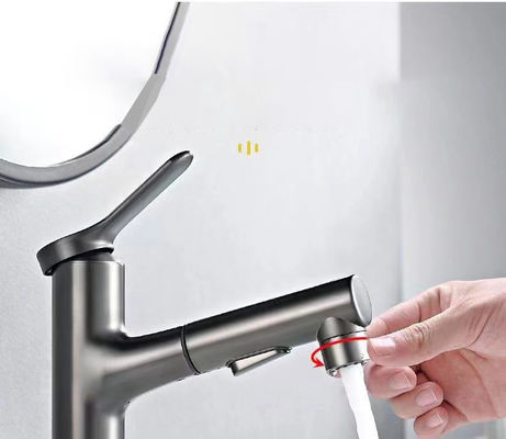 Countertop 9Inch Pull Out Sink Faucet With Spray Solid Brass Chrome Plated