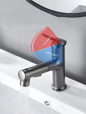 Countertop 9Inch Pull Out Sink Faucet With Spray Solid Brass Chrome Plated