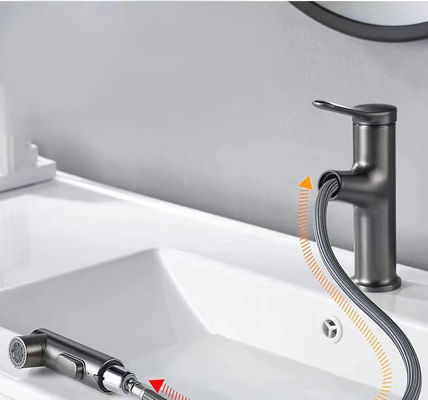 Brass Braided Spout Pull Out Sink Faucet 1080 Degree Rotatable