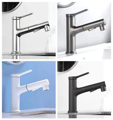 Brass Braided Spout Pull Out Sink Faucet 1080 Degree Rotatable