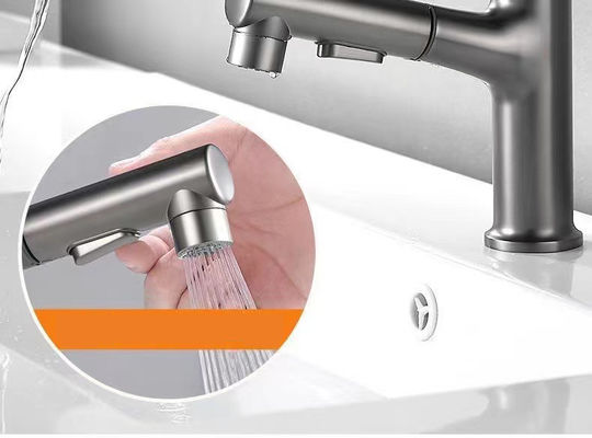 Brass Braided Spout Pull Out Sink Faucet 1080 Degree Rotatable