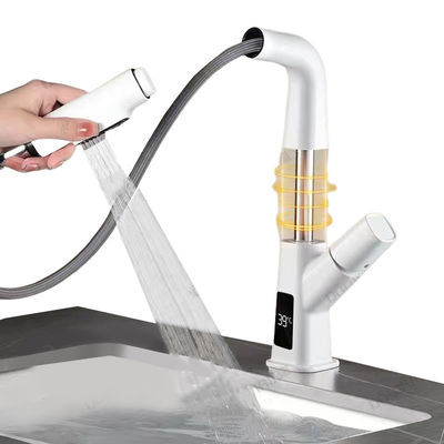 Hydrodynamic Swivel Spout Bathroom Faucet LED Kitchen Tap for Washbasin