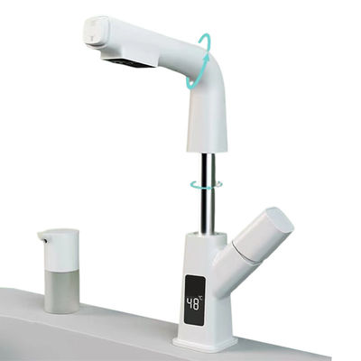 Hydrodynamic Swivel Spout Bathroom Faucet LED Kitchen Tap for Washbasin