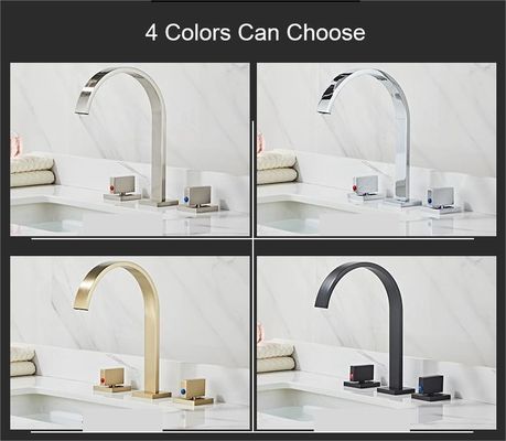 All Copper Square Waterfall Basin Tap Bath Faucet Washbasin Cool Hot Double Handle
