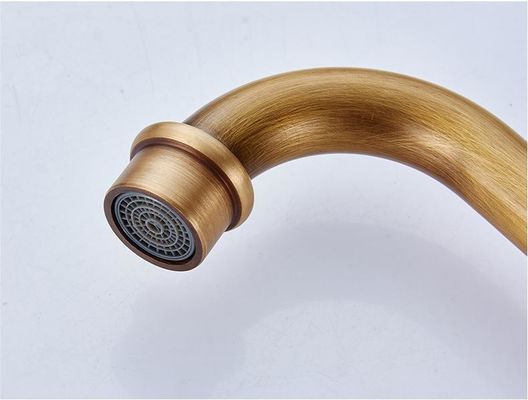 Multilayer Plating Brushed Brass Bathroom Faucet Tap Retro Style Double Control