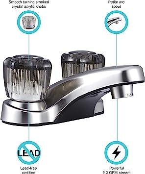 Lightweight Acrylic RV Bathroom Faucet Brushed Nickel Bathroom Taps