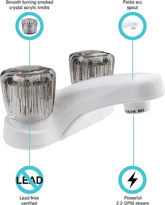Dual Handle RV Bathroom Faucet Tap Acrylic CUPC Certified 2KG