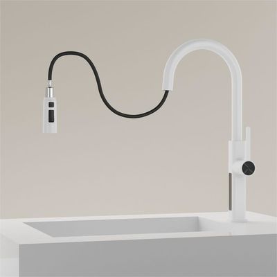 Dapur Gooseneck Tarik Keran wastafel Air Panas Dan Dingin Antisprash