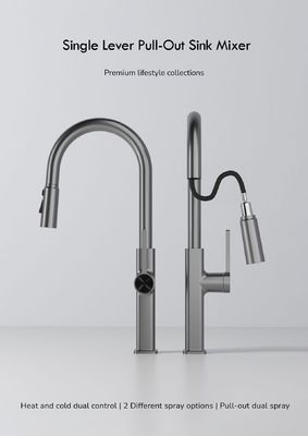 Dapur Gooseneck Tarik Keran wastafel Air Panas Dan Dingin Antisprash