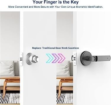 Keyless Entry Smart Fingerprint Door Lock Biometric Digital Lock Matte Black