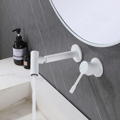 Hotel Wall Mount Kamar mandi keran tertanam keran wastafel putih 2kg Disesuaikan