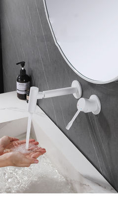 Hotel Wall Mount Kamar mandi keran tertanam keran wastafel putih 2kg Disesuaikan
