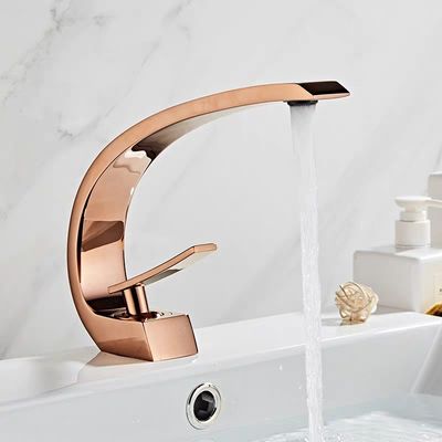 Washbasin Zinc Alloy Faucet Curved Basin Taps All Copper For Bathroom Counter