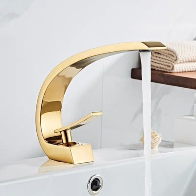 Washbasin Zinc Alloy Faucet Curved Basin Taps All Copper For Bathroom Counter