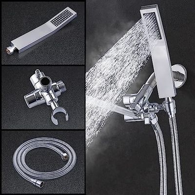 Polished Chrome Square Handheld Zinc Shower Head Combo With Adjustable Extension Arm