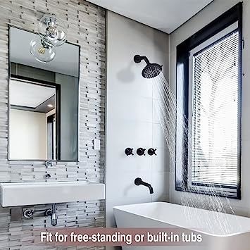 Matte Black Rotatable Zinc Shower Head Spout Tub And Shower Trim Kit With Valve