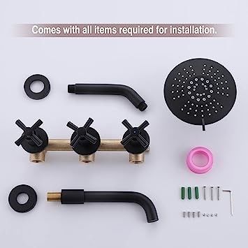 Matte Black Rotatable Zinc Shower Head Spout Tub And Shower Trim Kit With Valve
