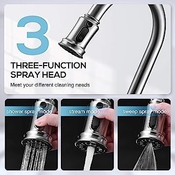 Rumah pertanian Single Handle Brass Pull Out Kitchen Tap Sprayer 3 Mode ODM