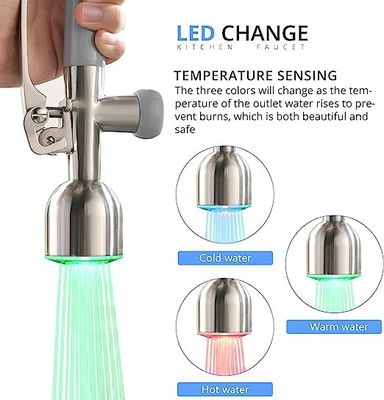 Komersial Gooseneck Farmhouse wastafel wastafel Nikel disikat dengan lampu LED