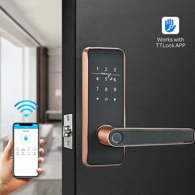 Biometric Deadbolt Smart Fingerprint Door Lock Wooden For Office Homestay Apartment