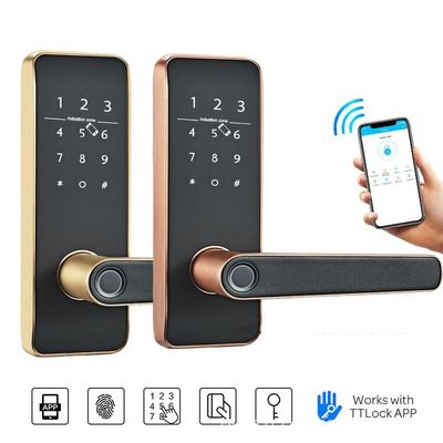 Biometric Deadbolt Smart Fingerprint Door Lock Wooden For Office Homestay Apartment