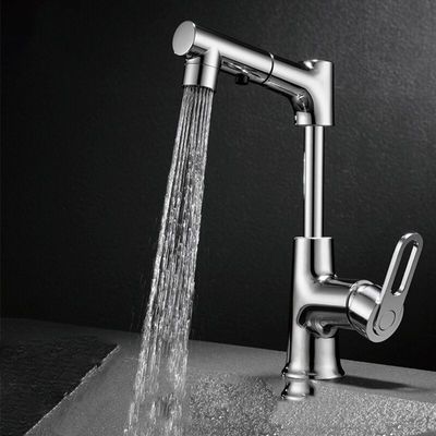 PVD Liftable Rotary Pull Waterfall Sink Faucet Gunmetal Bathroom Taps