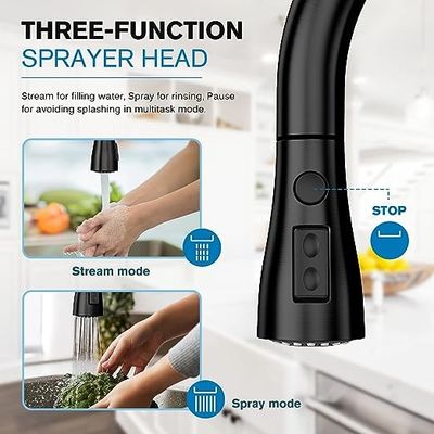 Swivel Spout Kitchen Faucet Tap With Pull Down Sprayer Brushed Nickel