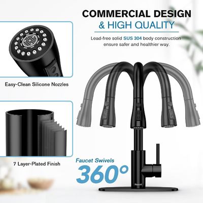 Swivel Spout Kitchen Faucet Tap With Pull Down Sprayer Brushed Nickel