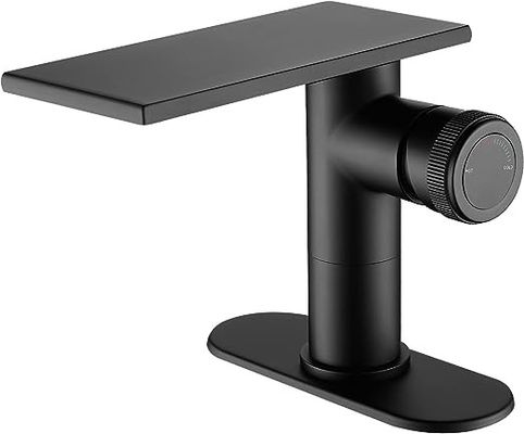 Matte Black Vanity Bathtub Waterfall Sink Faucet Tap Single Hole Cold And Hot
