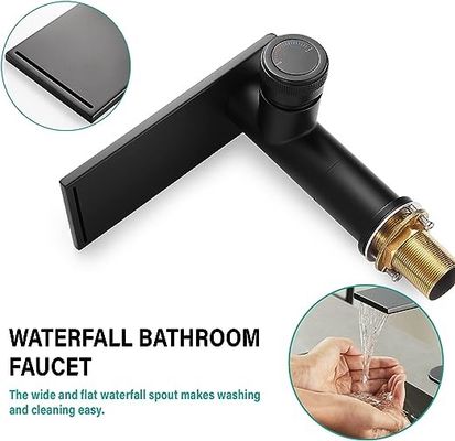 Matte Black Vanity Bathtub Waterfall Sink Faucet Tap Single Hole Cold And Hot