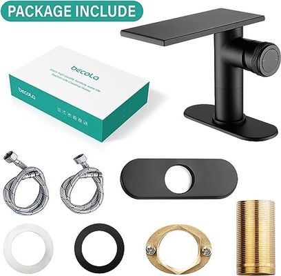 Matte Black Vanity Bathtub Waterfall Sink Faucet Tap Single Hole Cold And Hot
