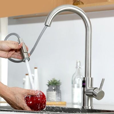 Infrared Sensor Gooseneck Zinc Alloy Faucet Untuk Dapur Smart Non Contact