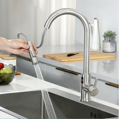 Infrared Sensor Gooseneck Zinc Alloy Faucet Untuk Dapur Smart Non Contact