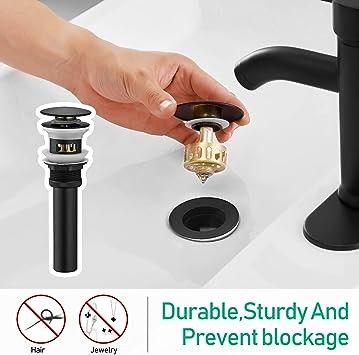Black RV Widespread Lavatory Faucet Vessel Sink Mixer Tap With Deck Plate