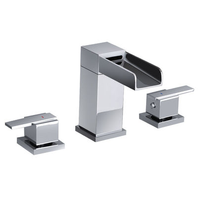 Hotel Household Three Hole Widespread Matte Black Bathroom Faucet All Copper Split