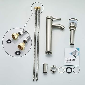 Vessel Vanity Bathroom Faucet Tap With Brushed Nickel Single Handle