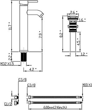 Vessel Vanity Bathroom Faucet Tap With Brushed Nickel Single Handle