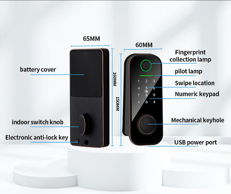 Smart Fingerprint Door Lock with Multiple Reminder Functions, Low Battery Alert and Always-On Mode
