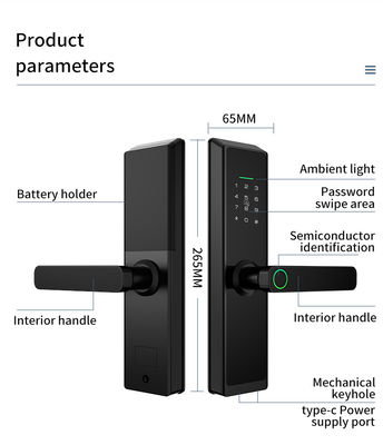 Indoor Multi-Functional Fingerprint Door Lock for Enhanced Security Keyless with TUYA App Control